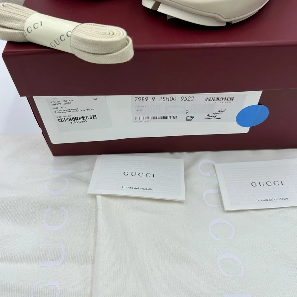 Men's Gucci, Rython leather sneaker with logo print size 9, made in Italy